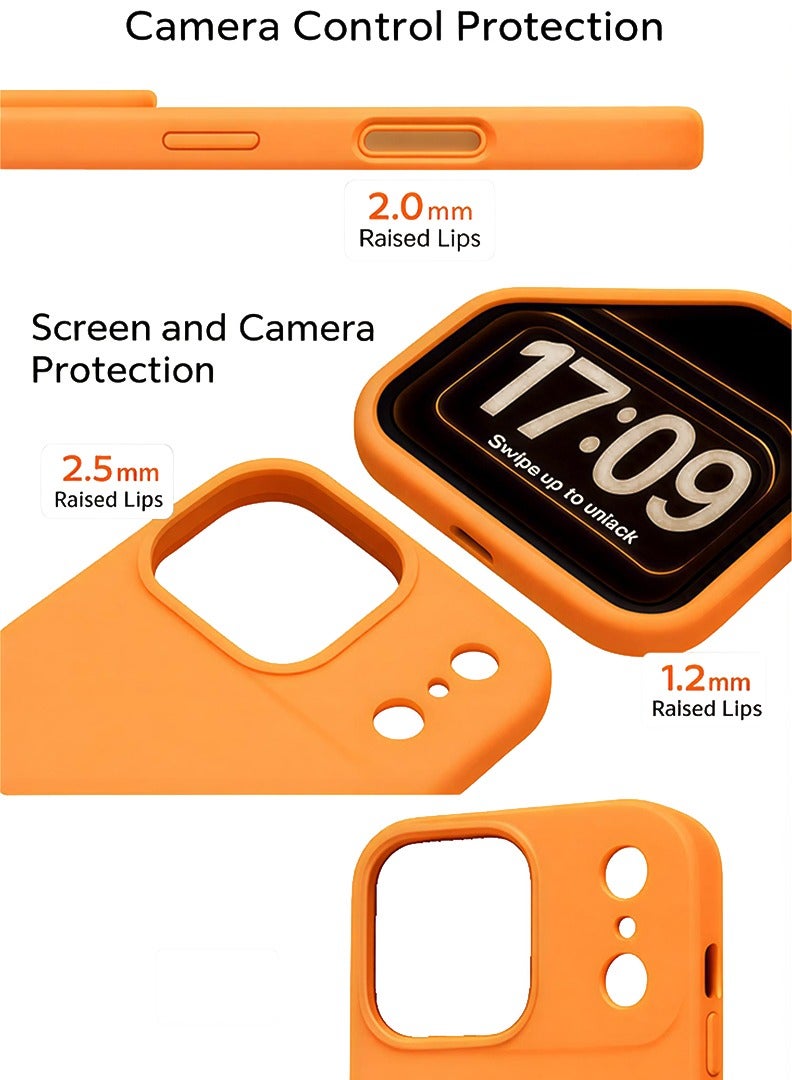 Case Up حافظة متوافقة مع آبل آيفون 17 برو ماكس، سيليكون سائل ناعم وعالي الجودة [بطانة ميكروفايبر مضادة للخدش] غلاف هاتف واقي مضاد للصدمات رفيع برتقالي - Image 2